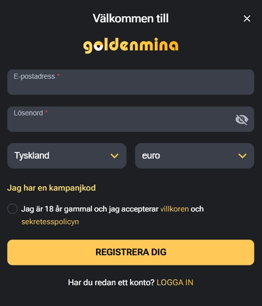 goldenmina casino registration